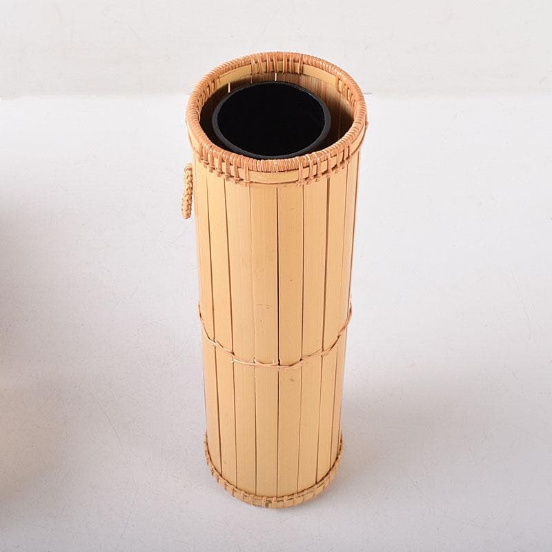 茶道具　平安　竹美斎造　円能斉好　経筒形籠花入　共布共箱　M　R8053