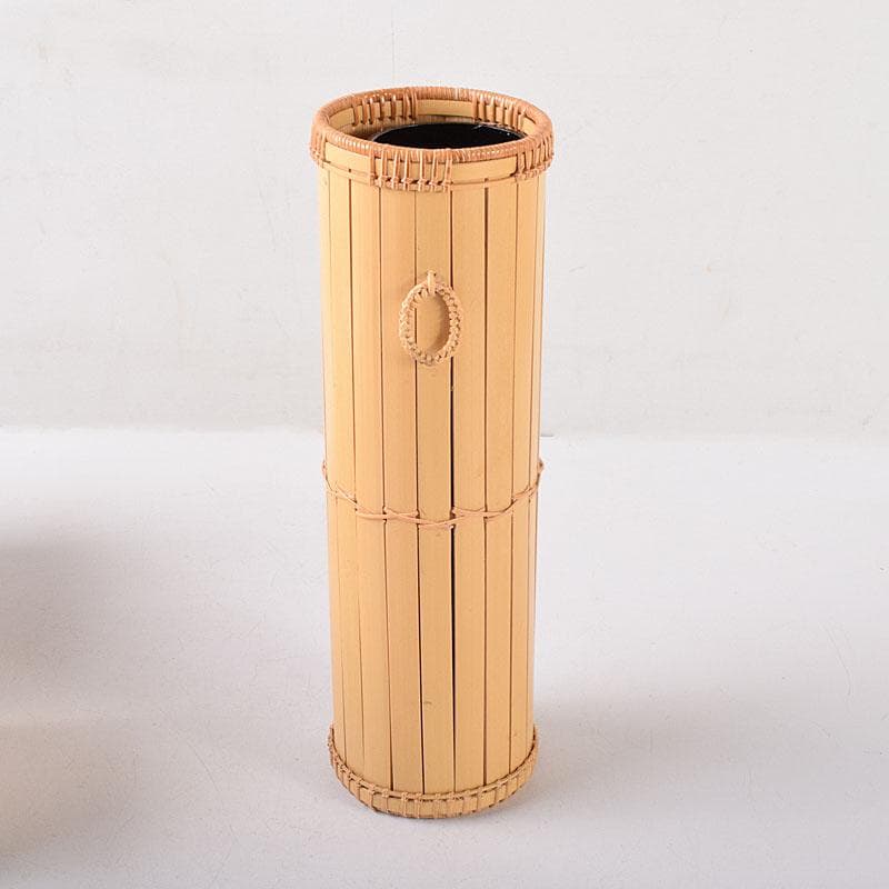 茶道具　平安　竹美斎造　円能斉好　経筒形籠花入　共布共箱　M　R8053