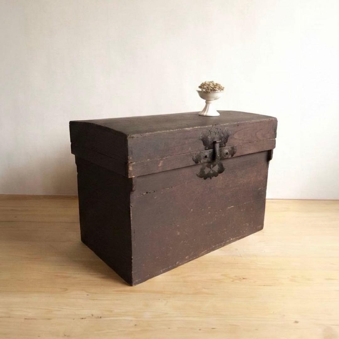 大型　無垢材　木箱　高さ約73㎝　店舗什器　ディスプレイ台　M066　古道具