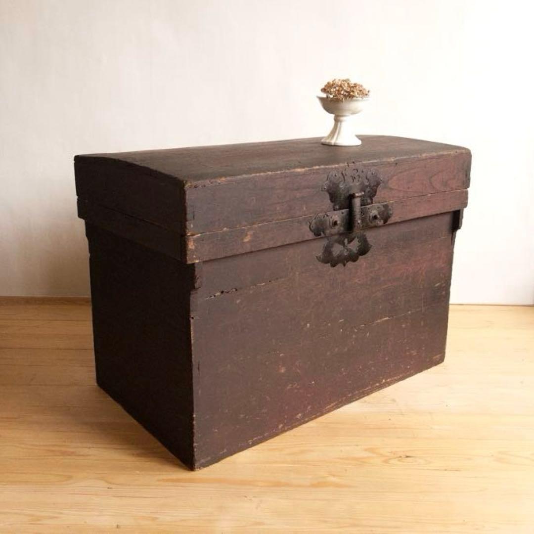 大型　無垢材　木箱　高さ約73㎝　店舗什器　ディスプレイ台　M066　古道具