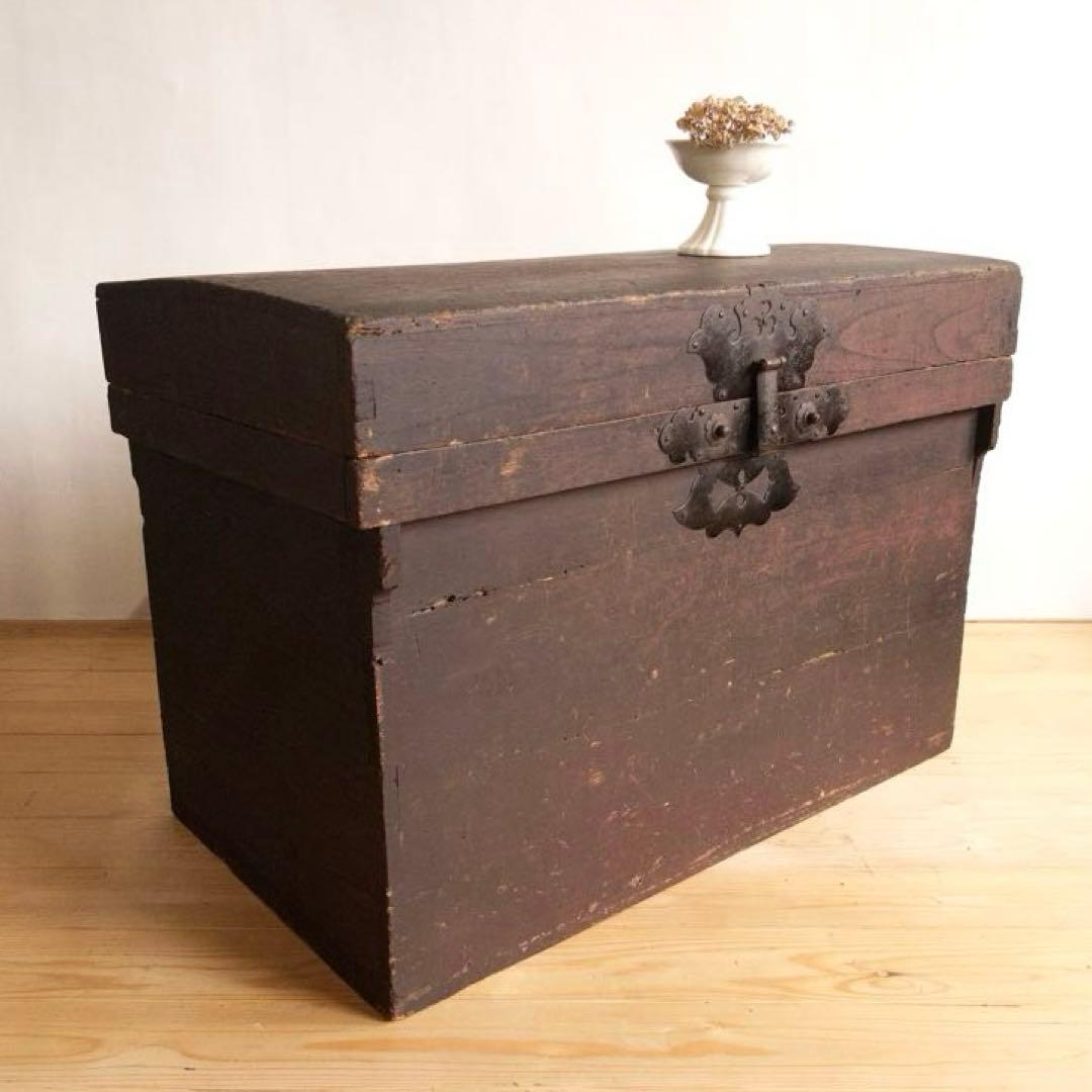 大型　無垢材　木箱　高さ約73㎝　店舗什器　ディスプレイ台　M066　古道具