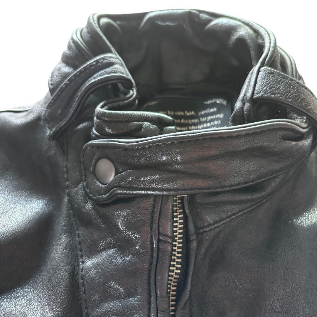 極美品　ナノユニバース　羊革　本革　シングル　ライダースジャケット　ブラック　L