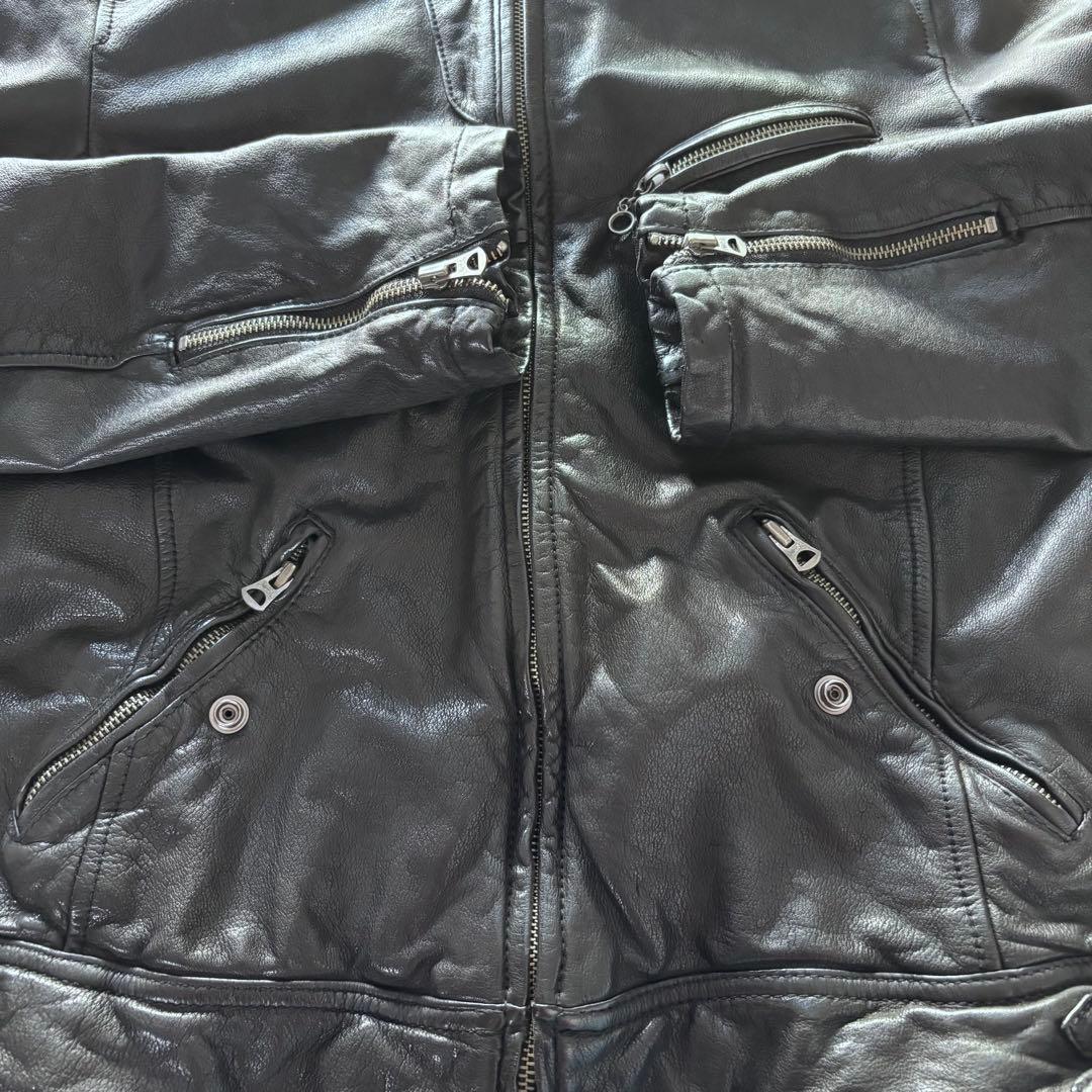 極美品　ナノユニバース　羊革　本革　シングル　ライダースジャケット　ブラック　L