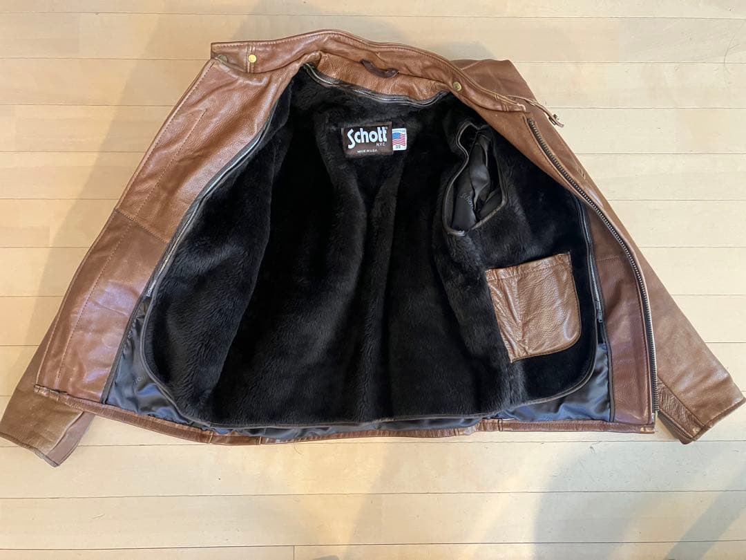 ショット　シングルライダース　茶色