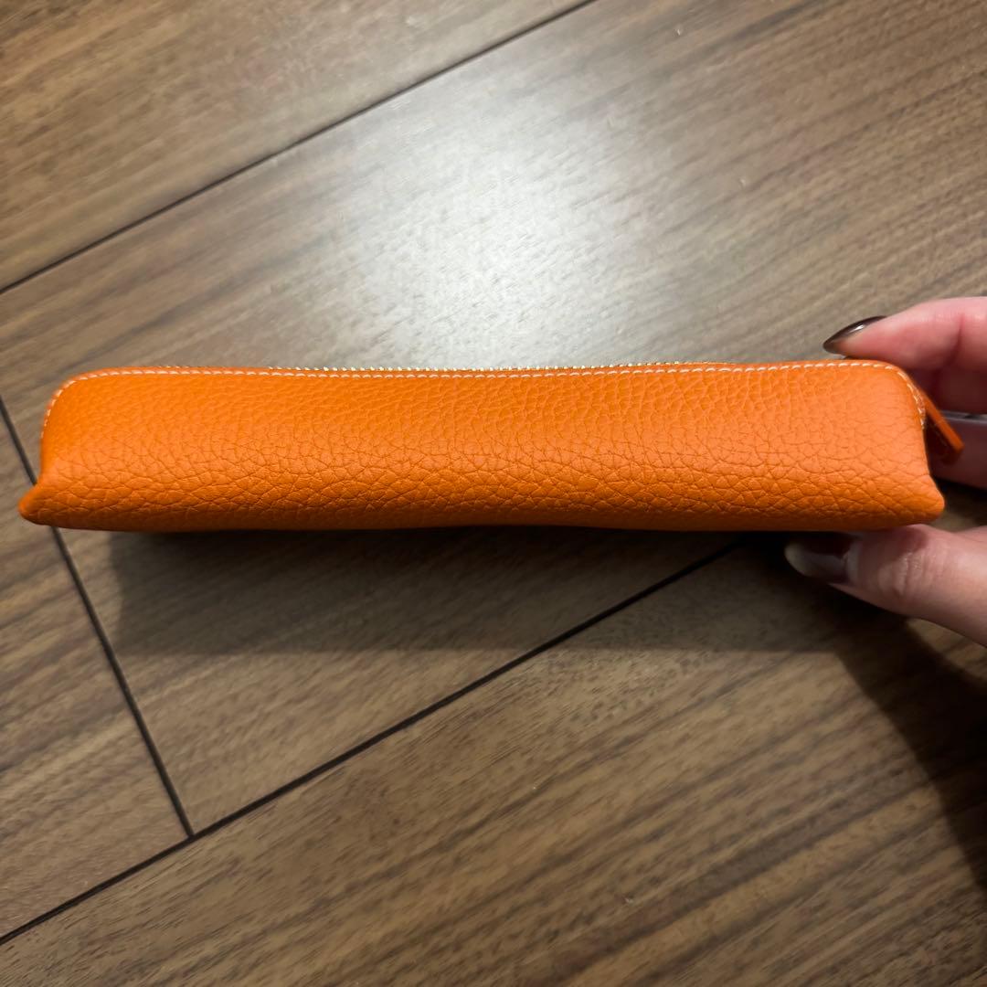 【美品】ボナペンチュラ オレンジ　レザーペンケース