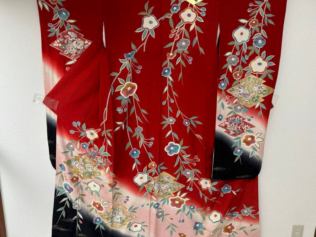 【 最終値下げ 】 豪華振袖５点セット！！　金通し　花柄　着物スキ倶楽部１９４