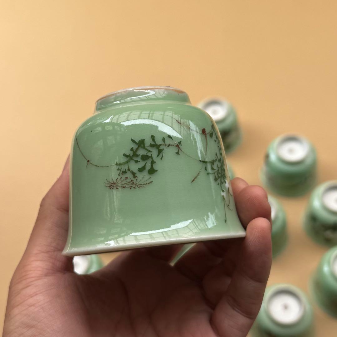 湯呑 蕎麦猪口 青磁 染付 瀬戸焼 旧家 蔵出 骨董品 14点