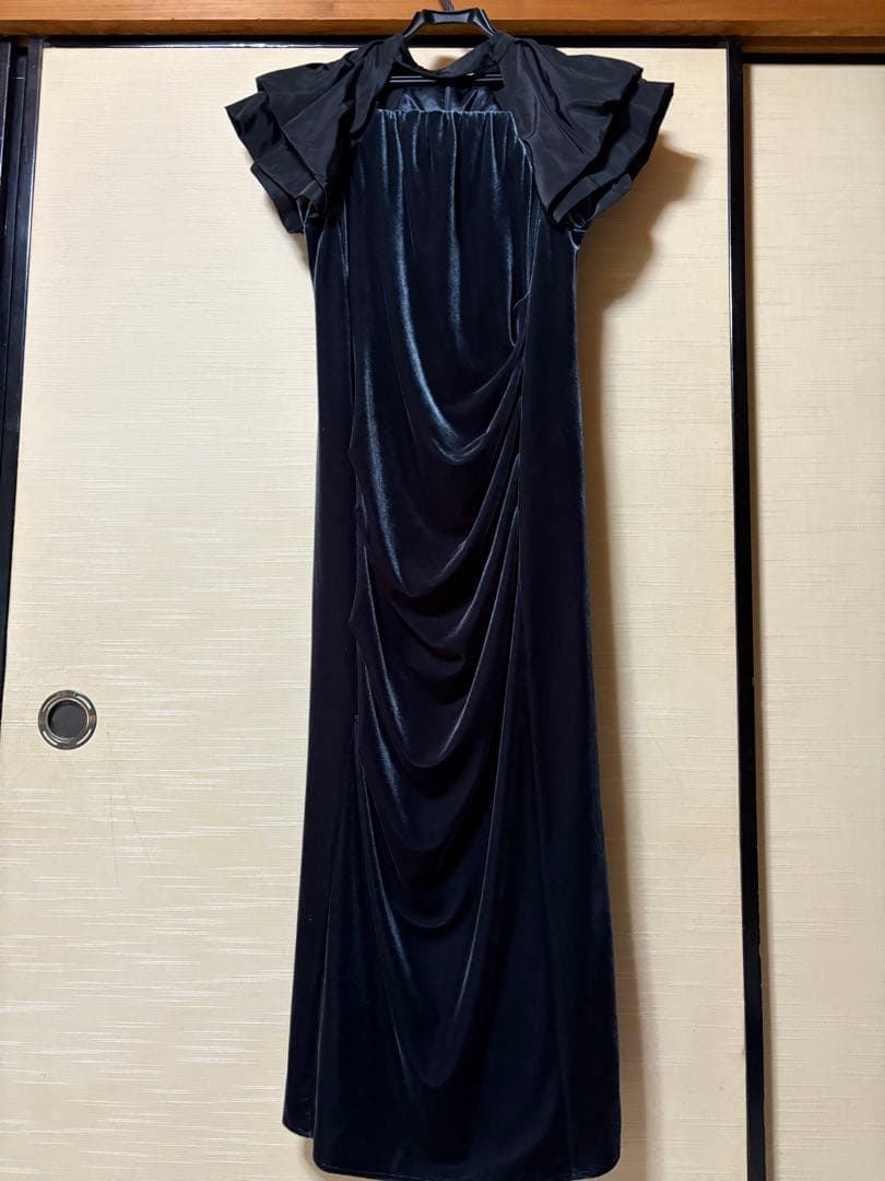 アンドレスド　ドレープベロアドレス　ネイビー