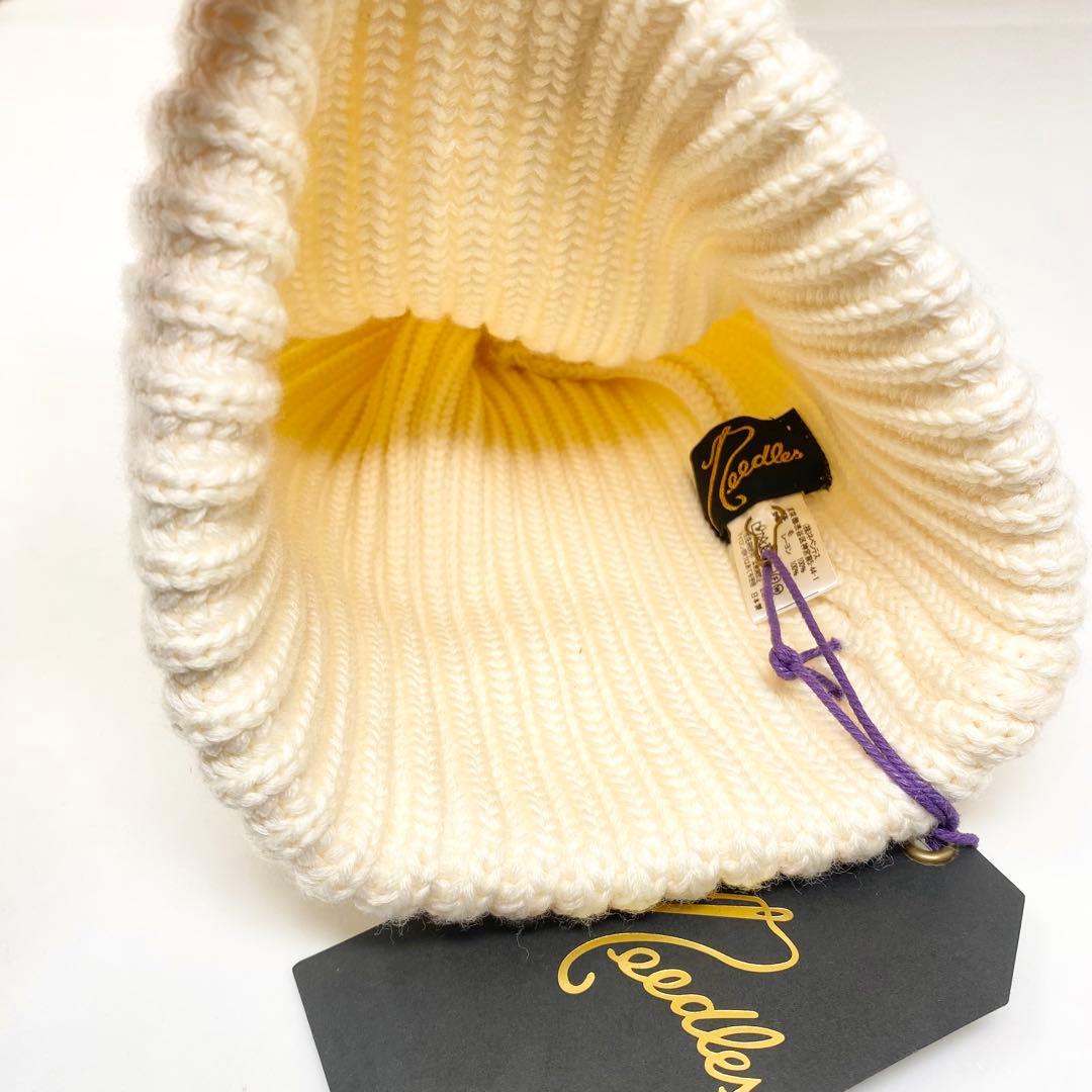 新品 Needles ニードルズ ニット帽 ホワイト クリーム パピヨン タグ