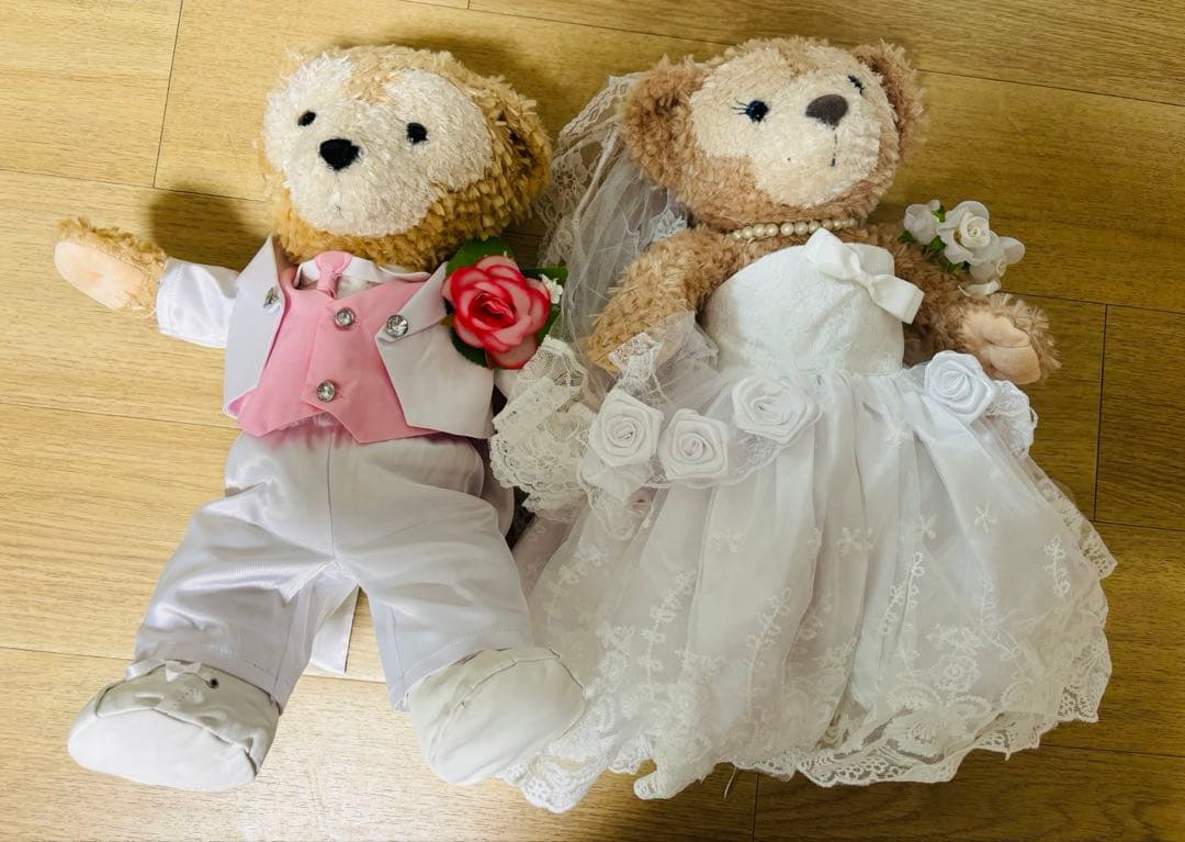 ダッフィー、シェリーメイ ウェディングぬいぐるみセット コスチューム くまセット