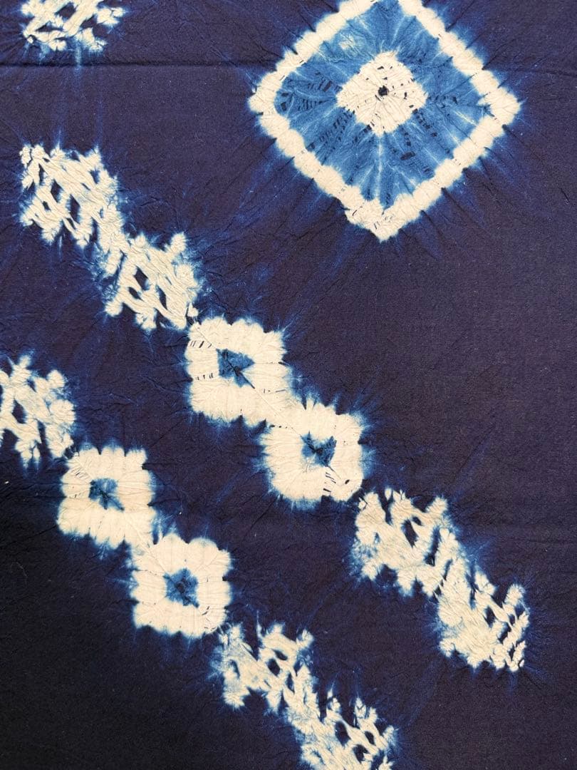 N28「片野絞り」藍染絞り作家 片野元彦 有松鳴海絞り 綿 古布 和装着物