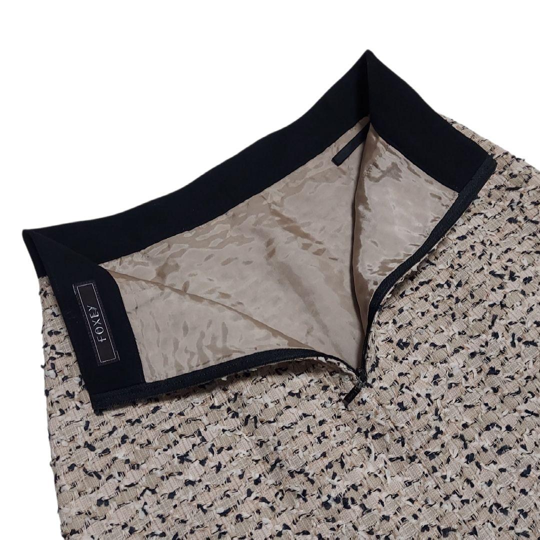 美品✨ FOXEY　 フォクシー ツイードラップスカート ベージュ　38 М