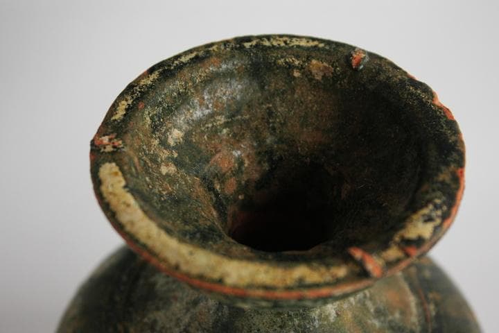 漢 緑釉 壺 銀化 中国美術