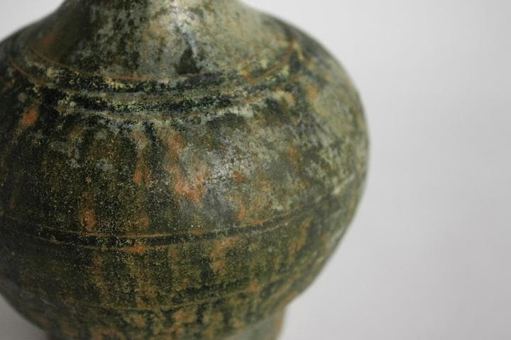 漢 緑釉 壺 銀化 中国美術