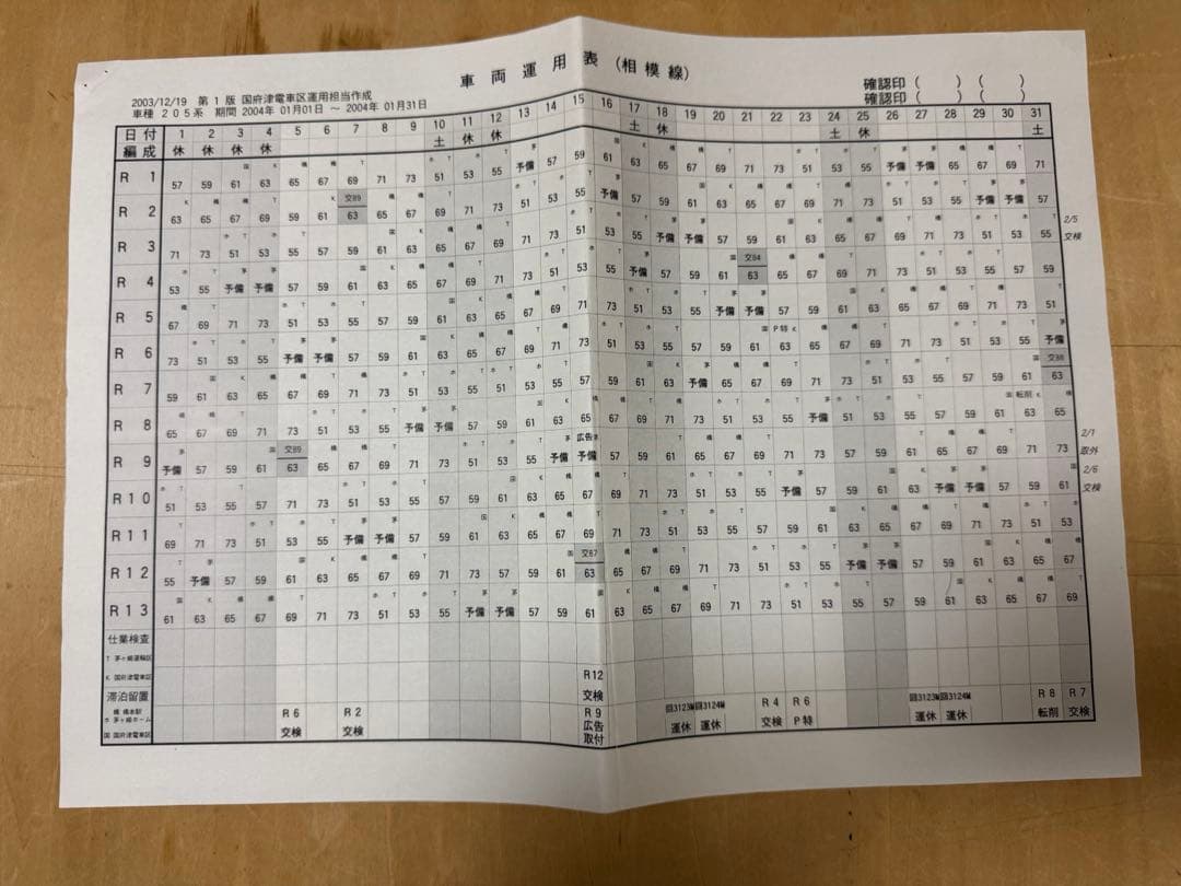 激レア★国府津運転所 113系 編成運用表 4枚組