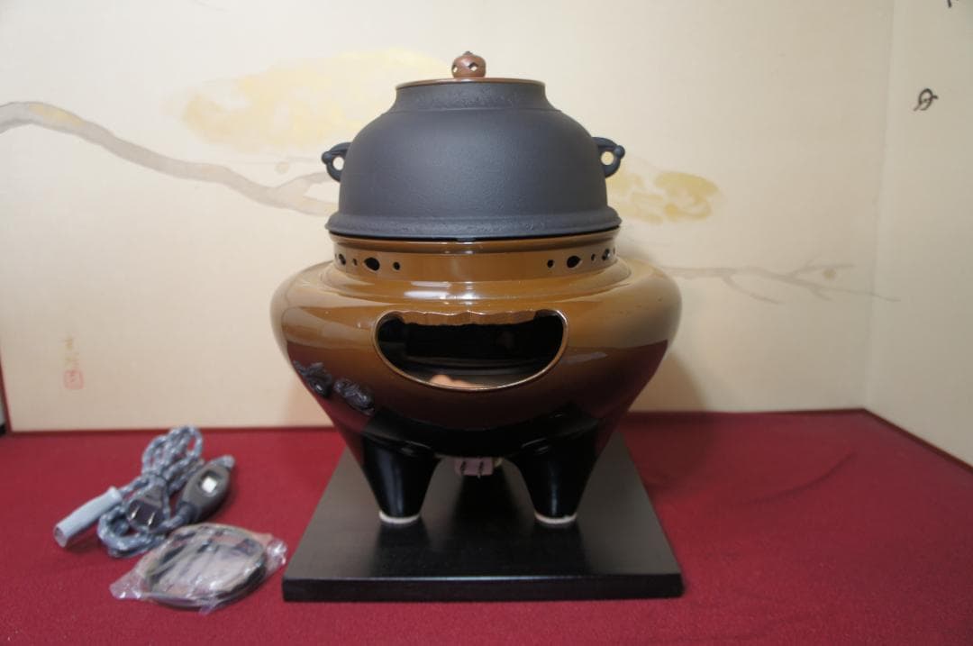 専用☆さびでお悩みのお方へ志きの合金製朝鮮風炉釜 唐銅蓋 釜鐶 電熱器 送料込