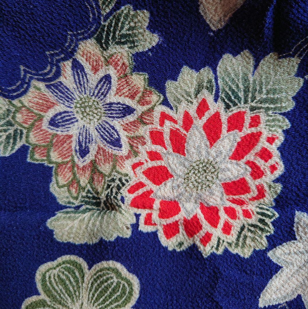 アンティーク　市松人形の着物　大正期の縮緬　袷　比翼付き　袂二枚本仕立て