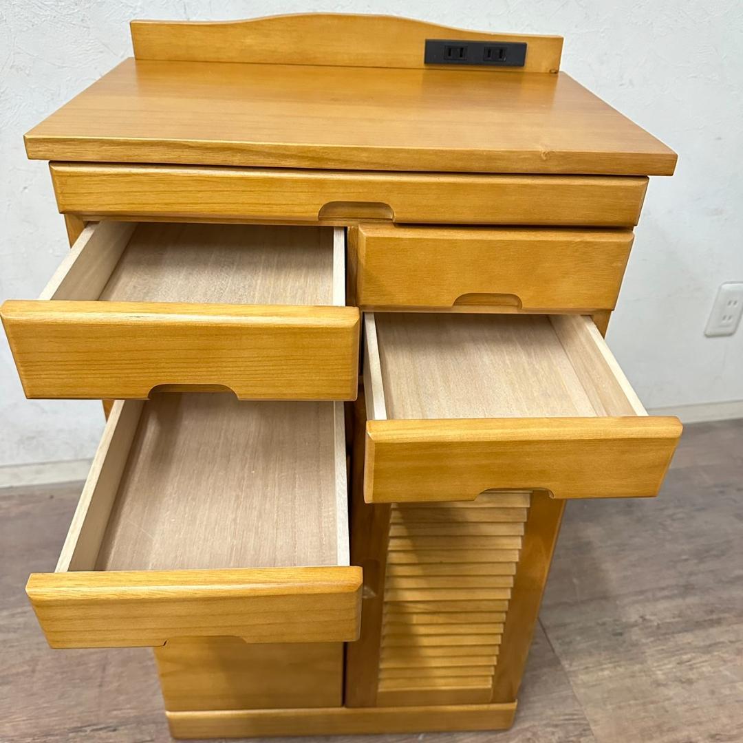 【新品・未使用】　FAX台　電話台　キャビネット　チェスト　鍵付き