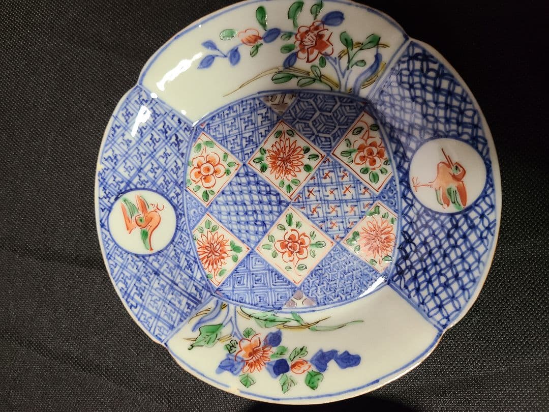 須田菁華造色絵祥瑞花鳥文皿