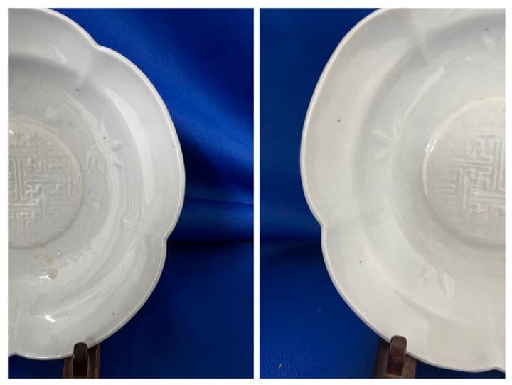 中国古美術　宋時代蓮花型影青皿　共箱、共布、共紙付き　Xg-74