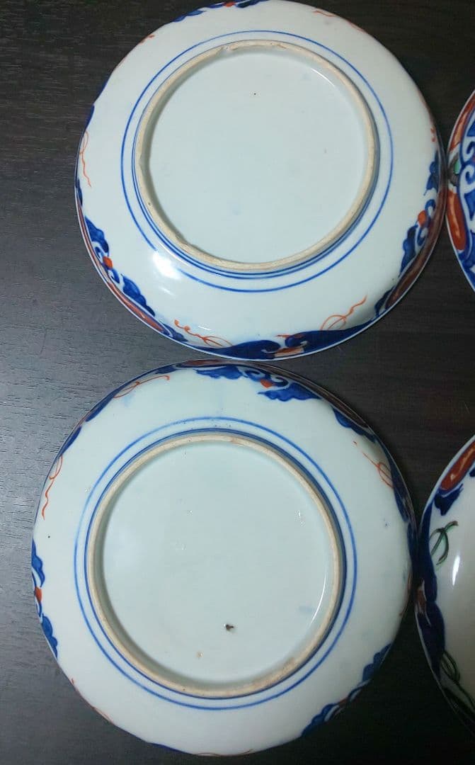 古伊万里 江戸時代 染付色絵 ４皿セット