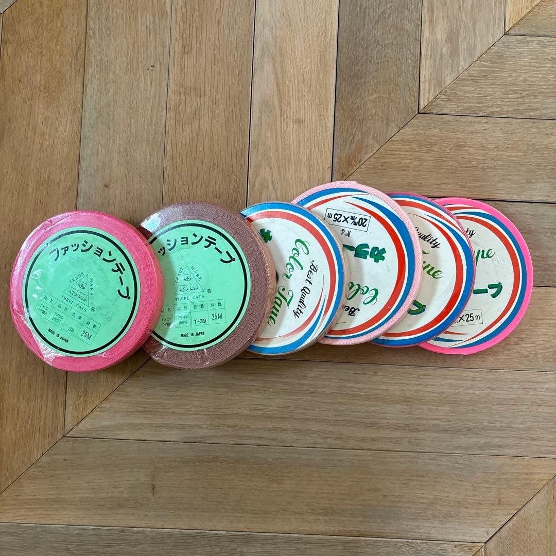 手芸テープ カラーテープ ファッションテープ 布テープ ピンク系 日本製 6色組