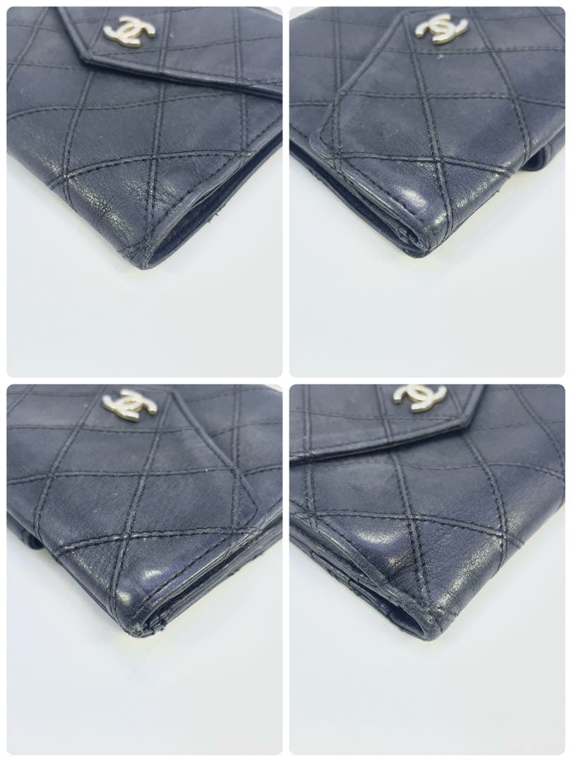 シャネル　ビコローレ　二つ折り　財布　ココマーク　ブラック　レザー　Wホック