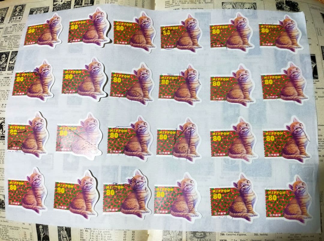 確認用！1999年グリーティング切手猫茶トラ24枚台紙貼り畳んで郵送