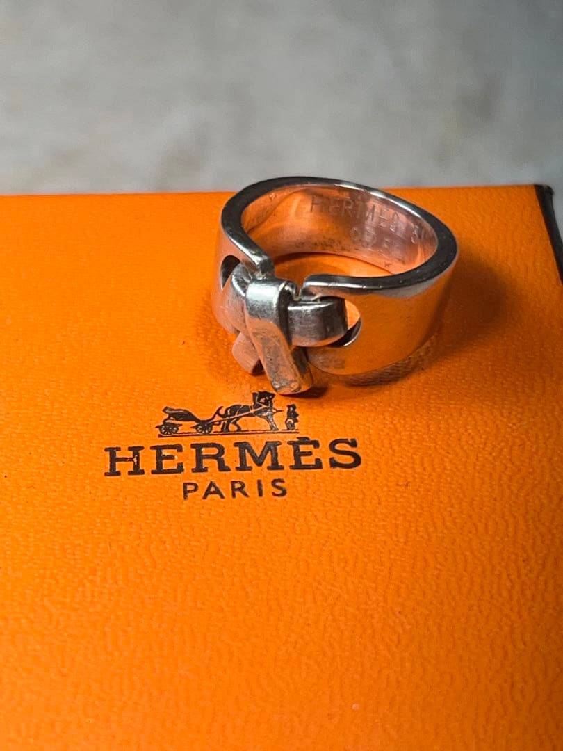 HERMES 925シルバー リング サイズ51 ラセット　エルメス　リボン