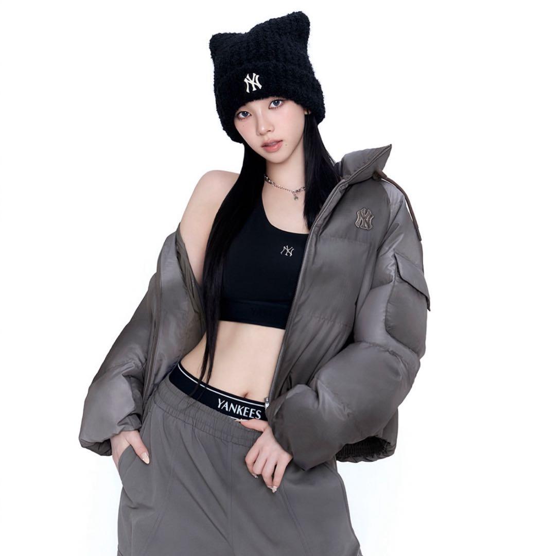 MLB Korea 猫耳ニット帽　ブラック　※韓国限定