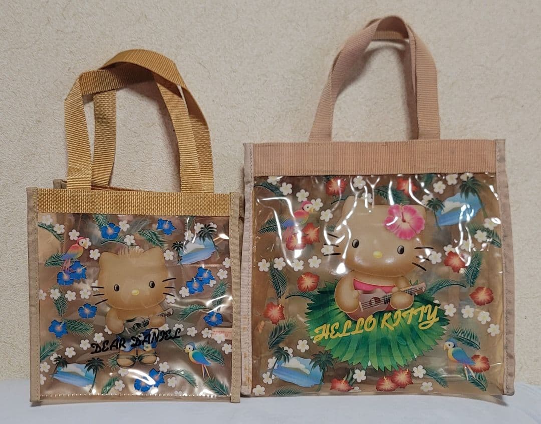 レア　日焼けキティ　ダニエル　ビニールトートバッグ　ハイビスカス　ハワイ　アロハ