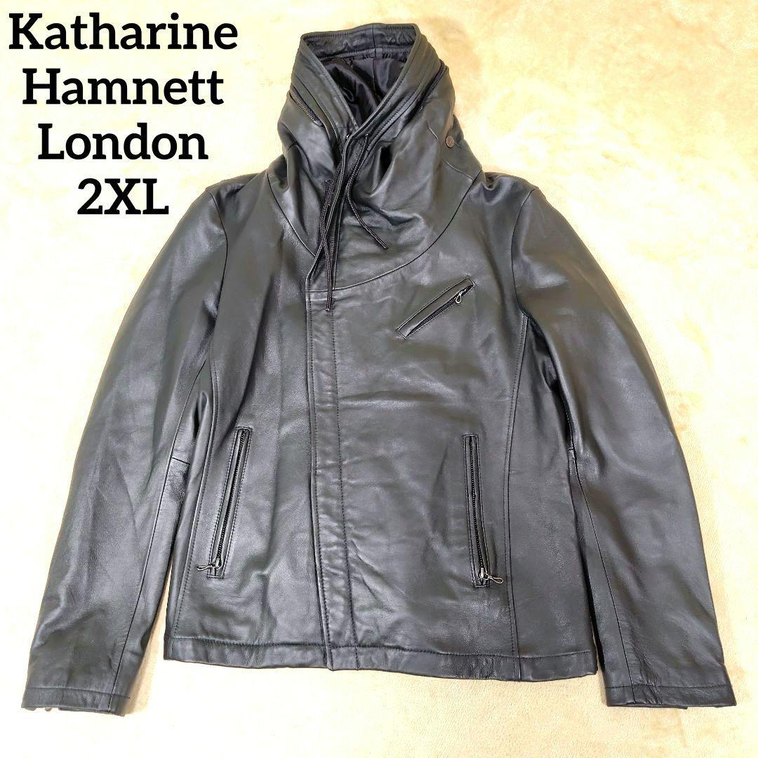 美品 キャサリンハムネット ライダースジャケット 羊革 メンズ 2XL