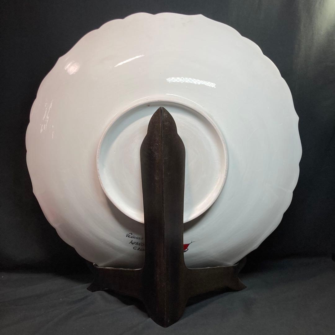 トルコ アバノス産 飾り皿 大皿 陶器 トルコ陶芸 皿立付 直径約55cm