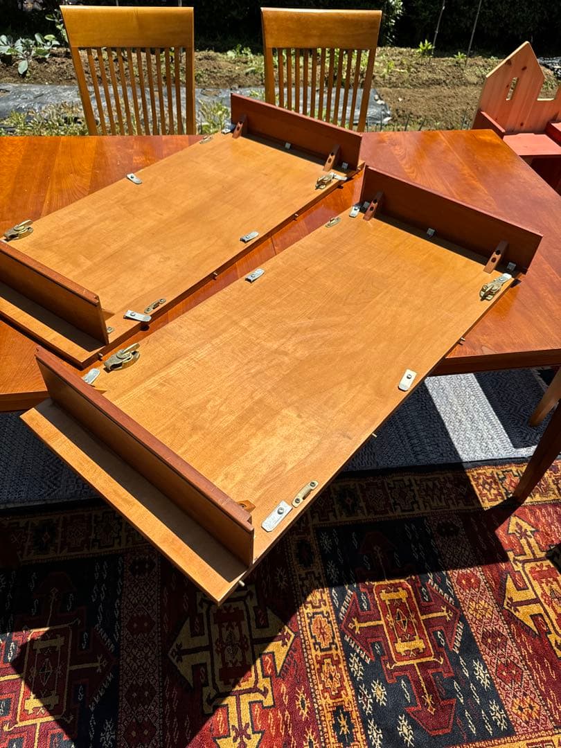 超広々サイズ！アメリカ Ethan Allen 伸長式テーブル&チェア6脚