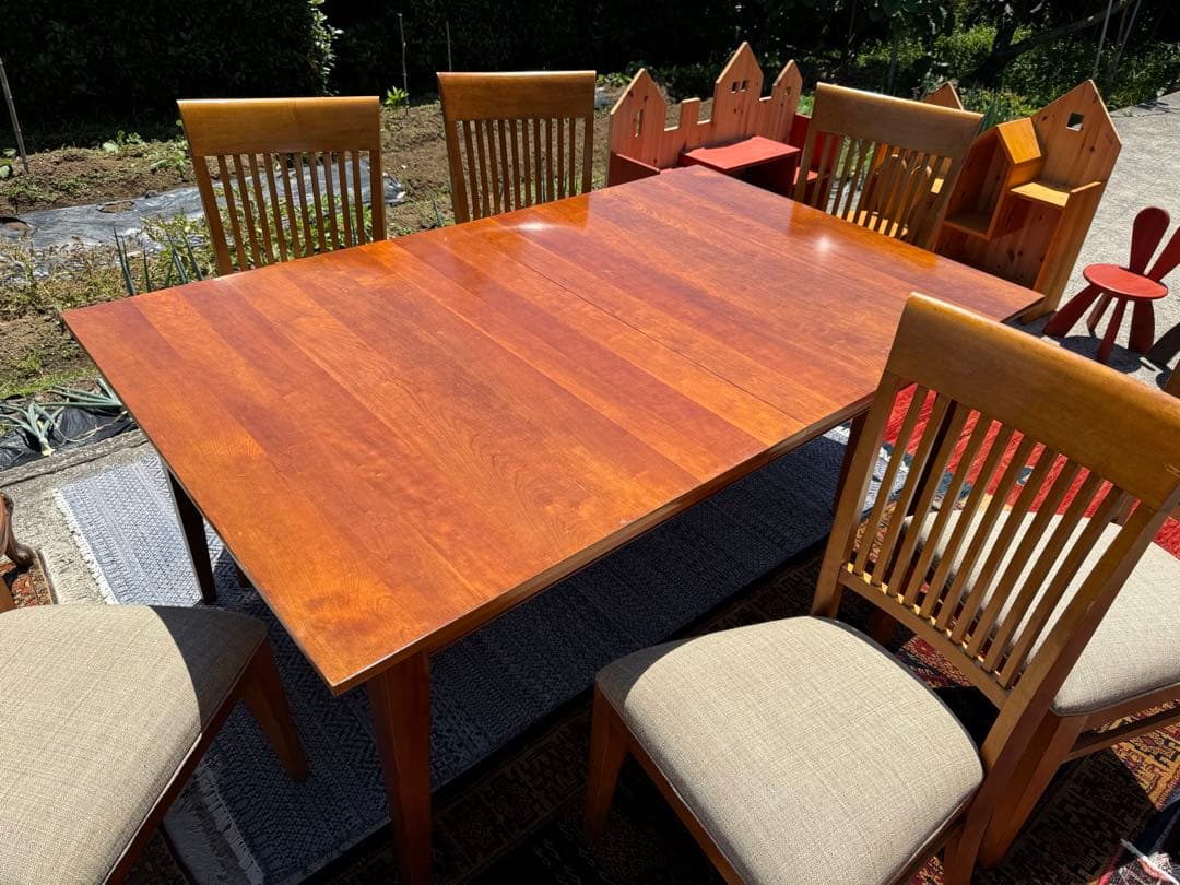 超広々サイズ！アメリカ Ethan Allen 伸長式テーブル&チェア6脚