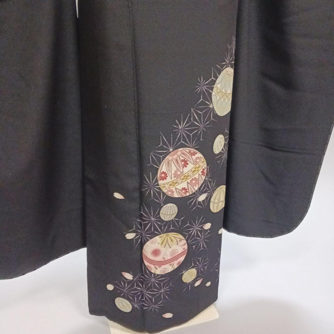 新品　シンプル黒ちりめん　振袖フルセット
