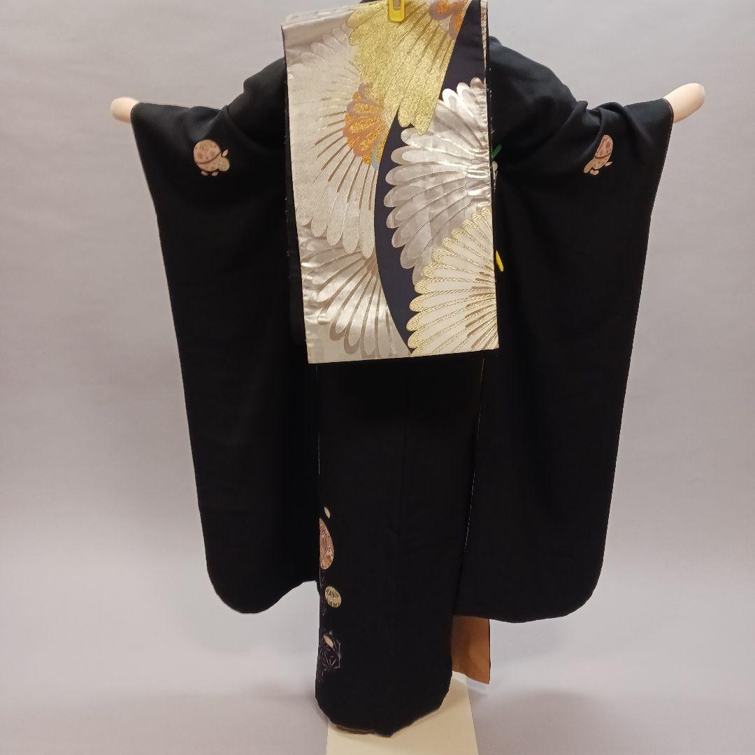 新品　シンプル黒ちりめん　振袖フルセット