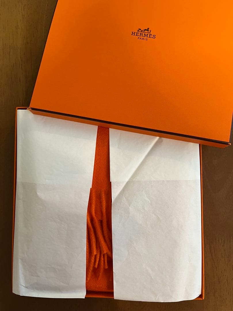 HERMÈS オレンジ カシミヤ マフラー