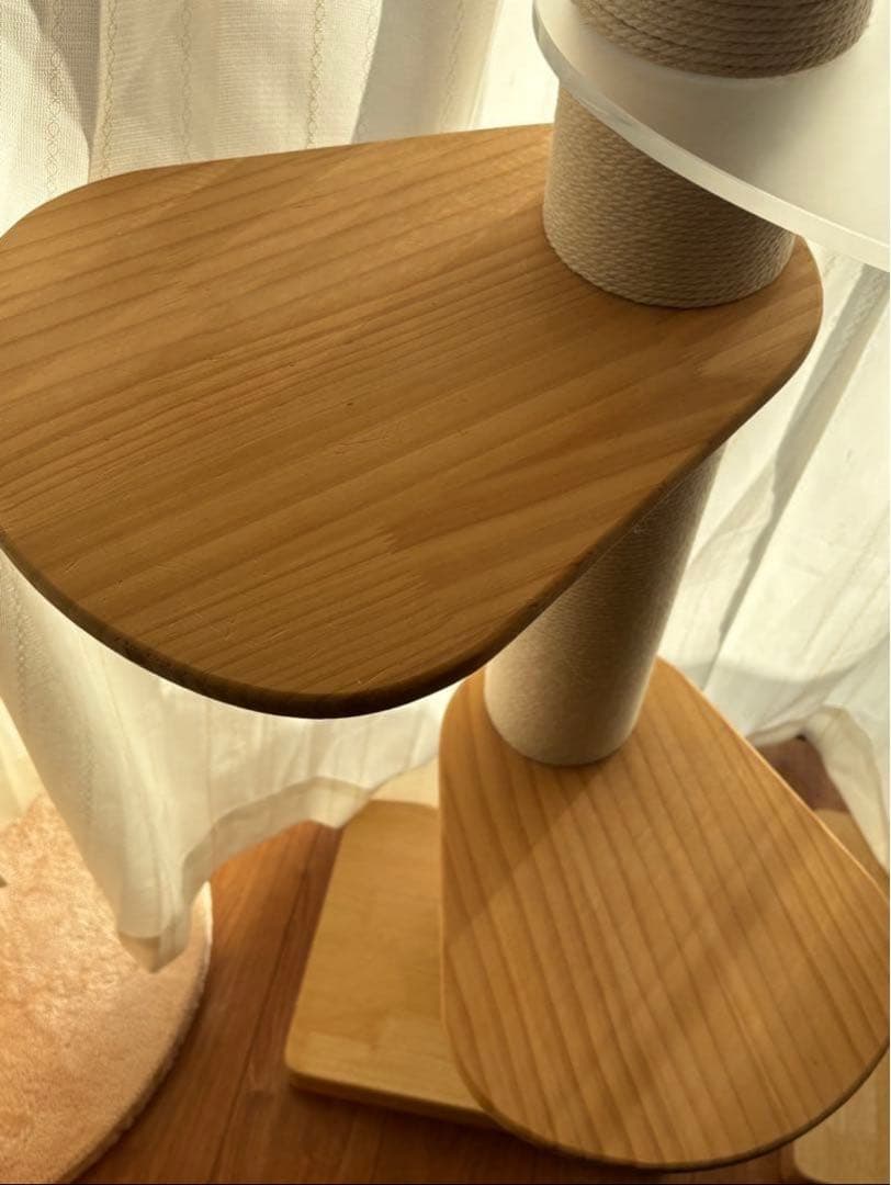 SUMIKA 突っ張り型木製キャットタワーハイエンド（コットンホワイト）