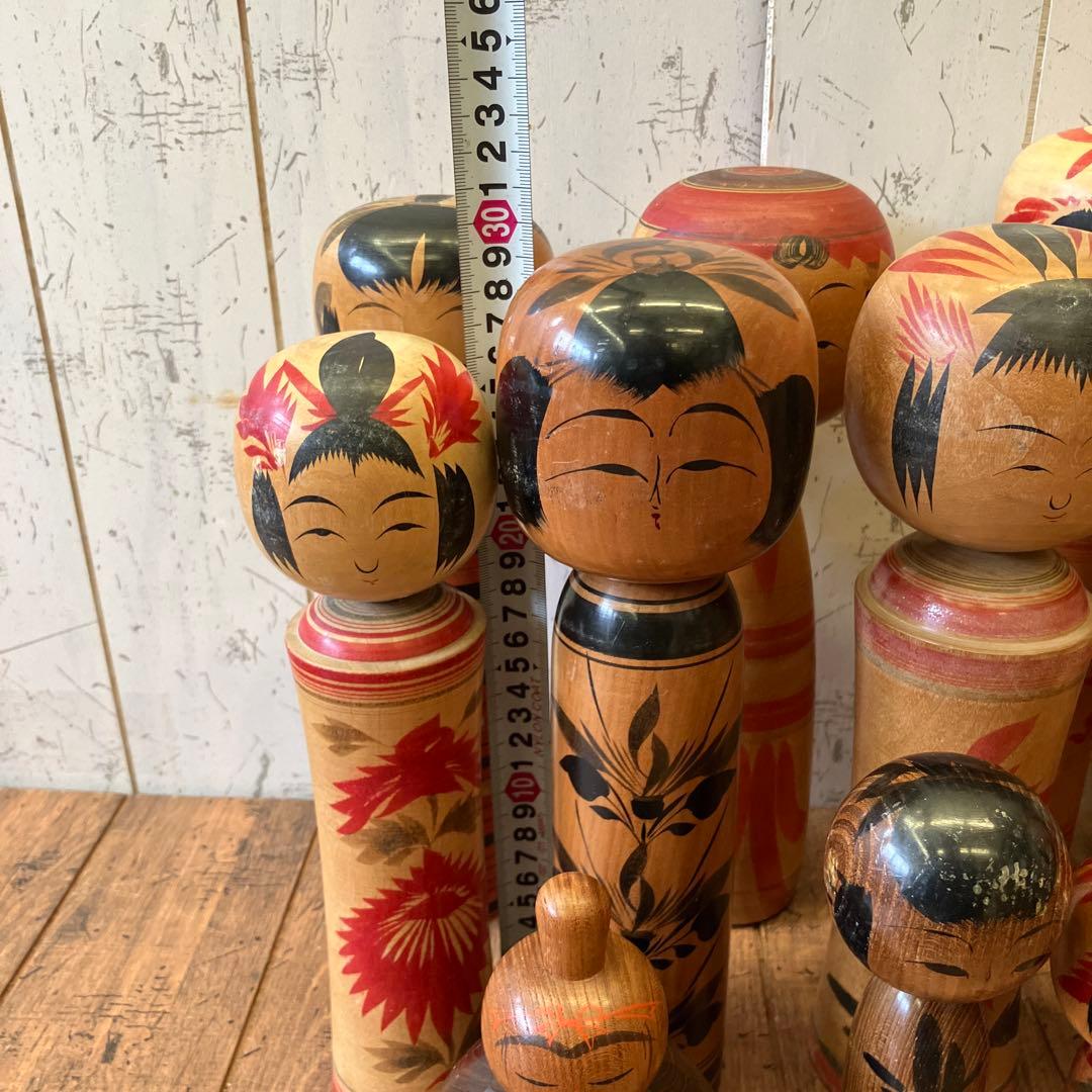昭和レトロ 木製 こけし 小芥子 16体セット まとめ売り 日本人形 民芸品