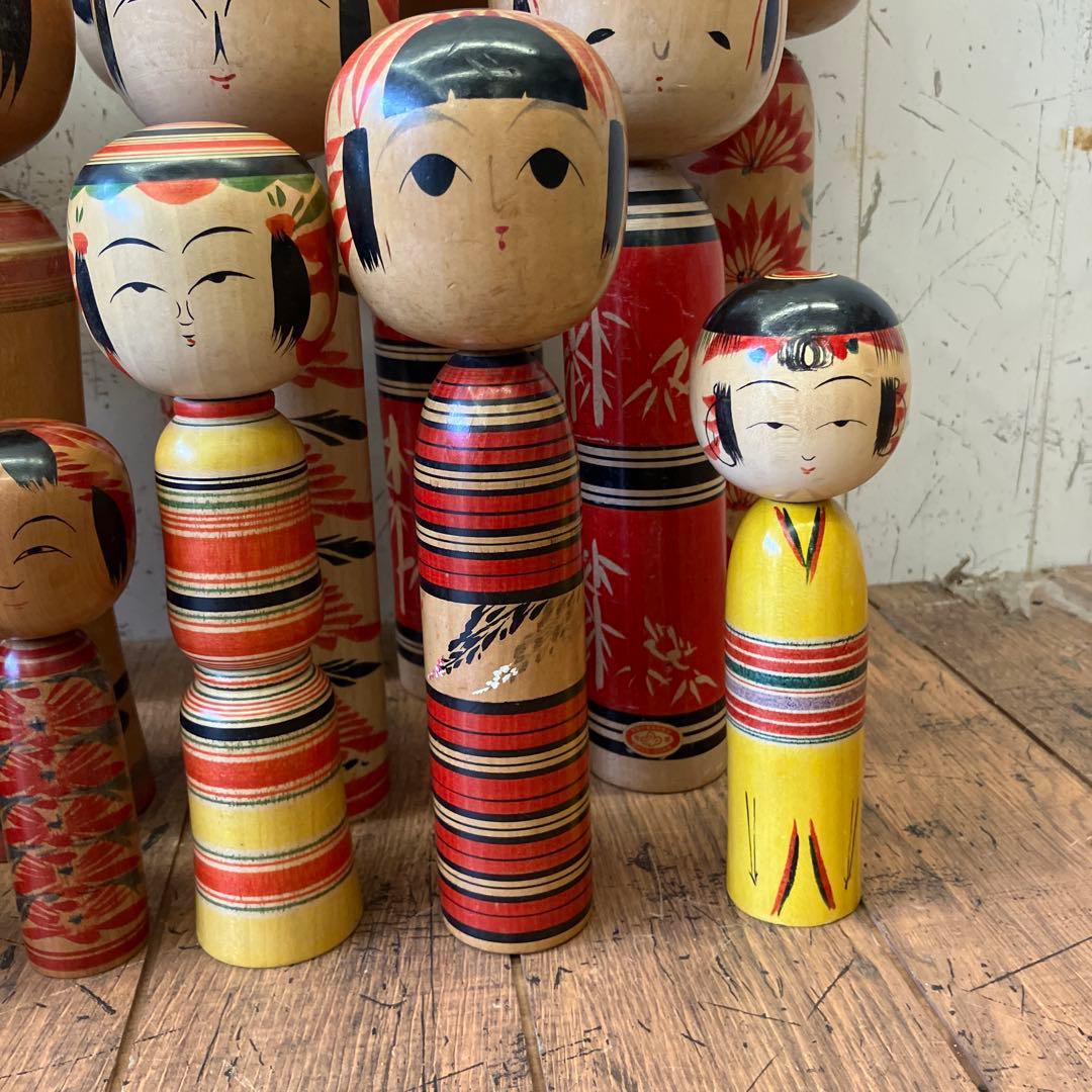 昭和レトロ 木製 こけし 小芥子 16体セット まとめ売り 日本人形 民芸品