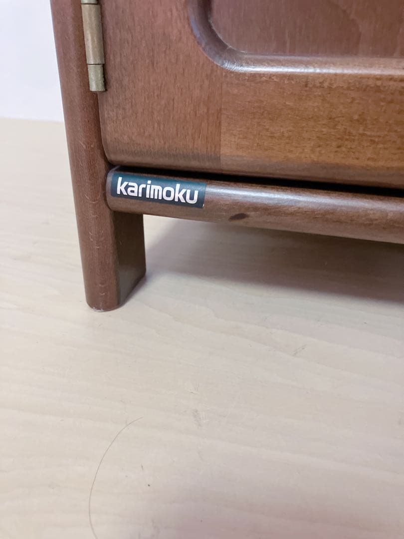 Karimoku カリモク 木製 電話台、FAX台　キャビネット飾り棚 収納　①