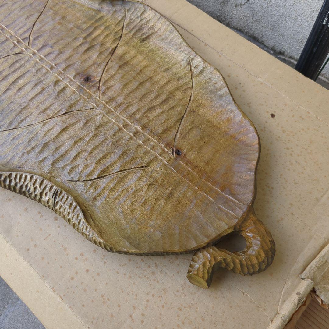 骨董 葉盆 大葉盆 特大 大サイズ 木製 茶道具 煎茶 抹茶 お点前 紙箱