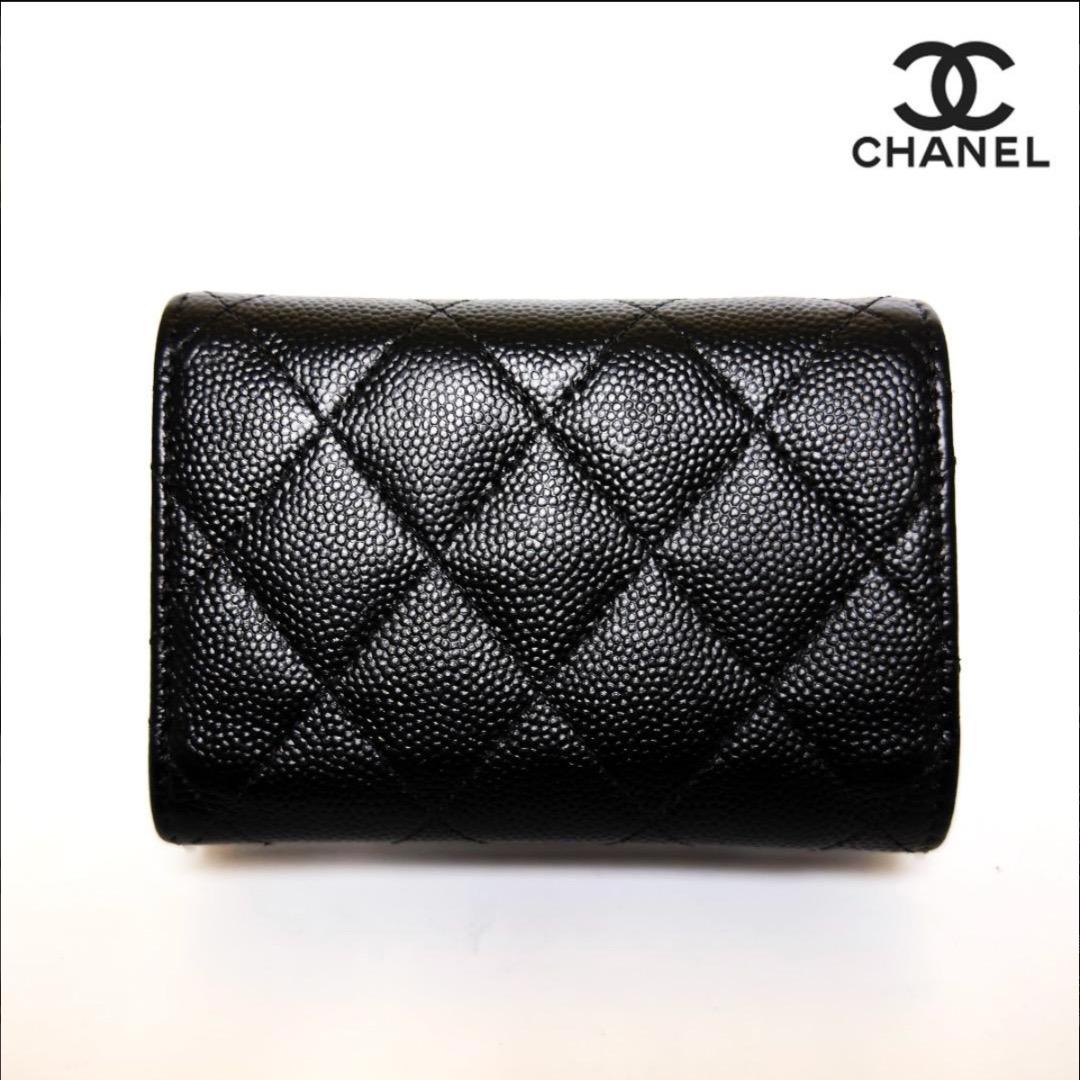 正規品　超美品　シャネル　マトラッセ　ゴールド金具　Wホック　三つ折り財布