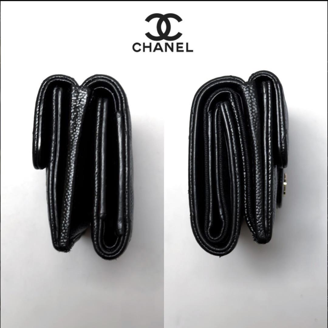 正規品　超美品　シャネル　マトラッセ　ゴールド金具　Wホック　三つ折り財布