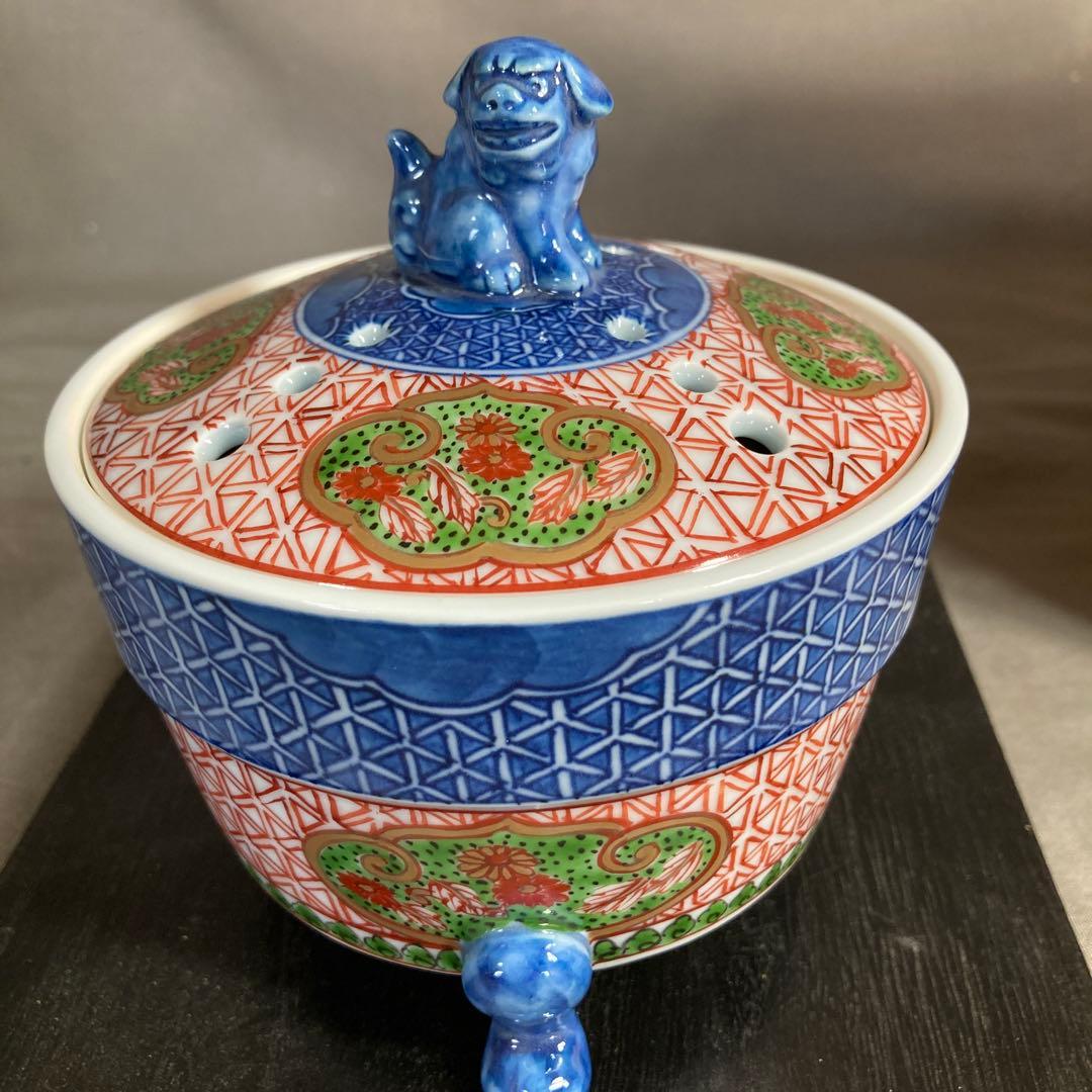 【源右衛門】古伊万里の伝統　日本の名窯　舘林源右衛門作　古伊万里間取亀甲文　香炉