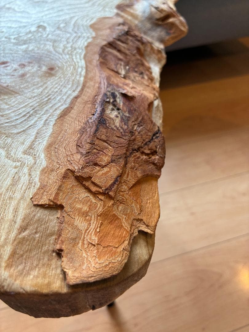 国産無垢一枚板サイドテーブル｜ブラックアイアン｜一点もの