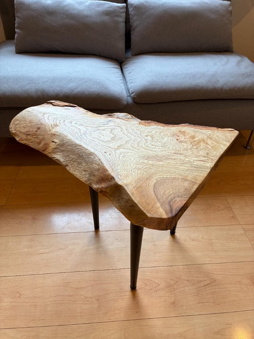 国産無垢一枚板サイドテーブル｜ブラックアイアン｜一点もの