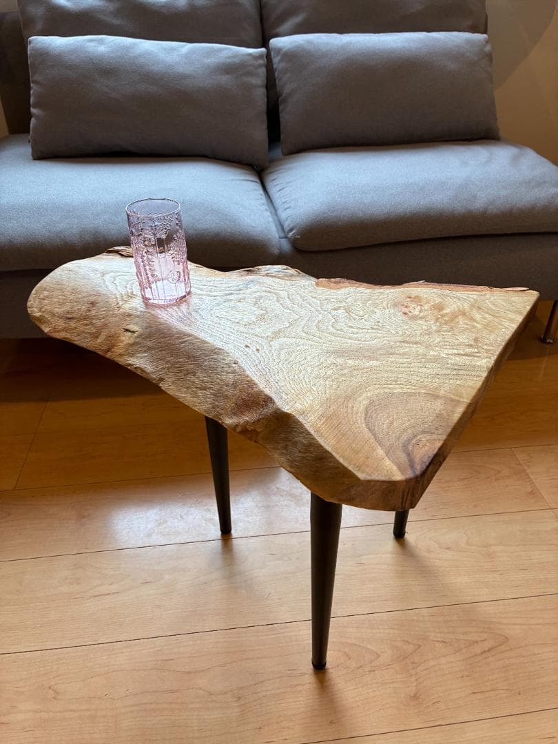 国産無垢一枚板サイドテーブル｜ブラックアイアン｜一点もの