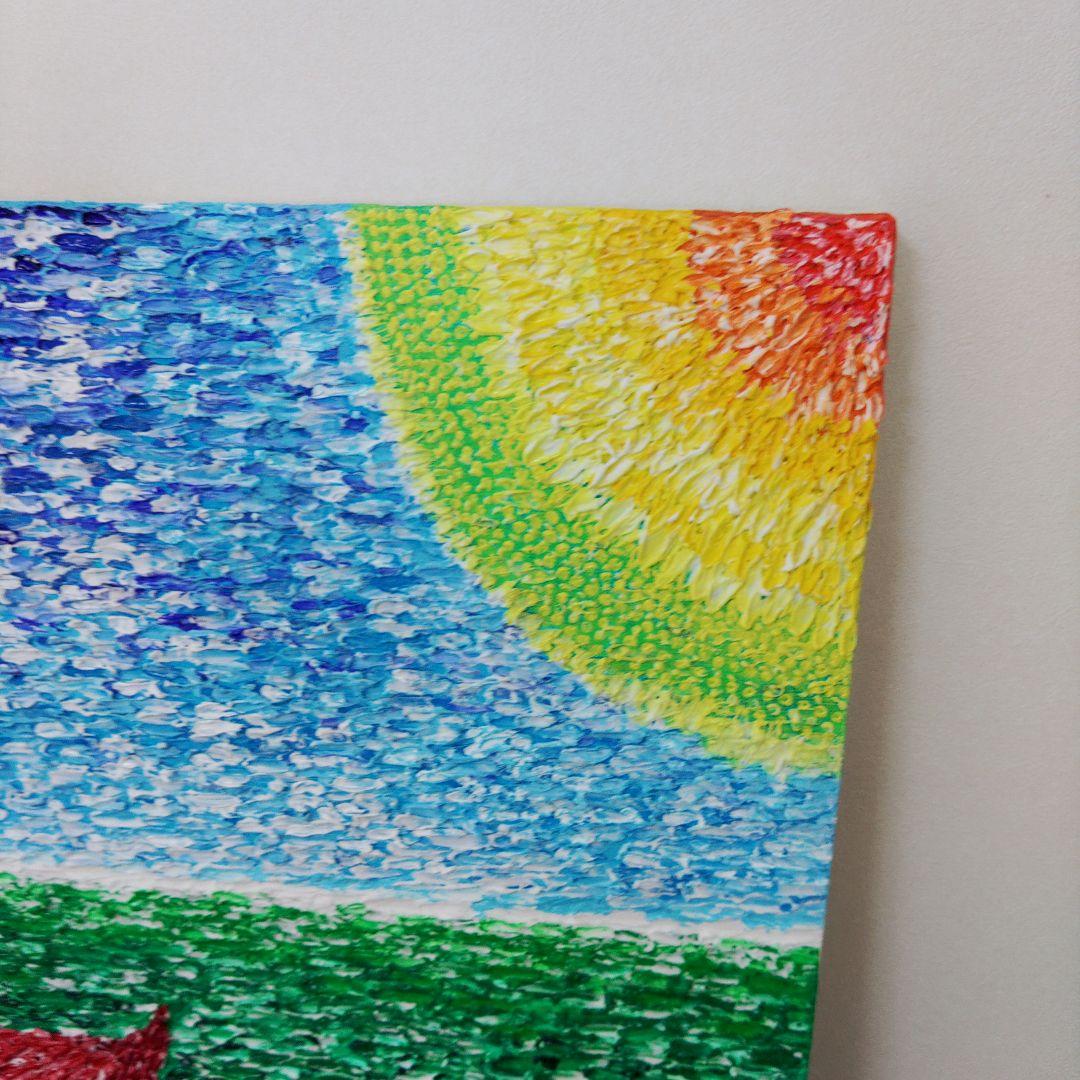 抽象画 自然風景 アクリル絵画　空気感　太陽　花　大地